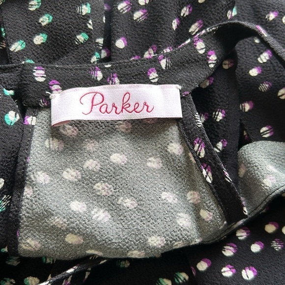 PARKER Vonnie Combo Top Confetti Multi Blouse Black Keyhole Back Sample NEW - Picture 7 of 11
